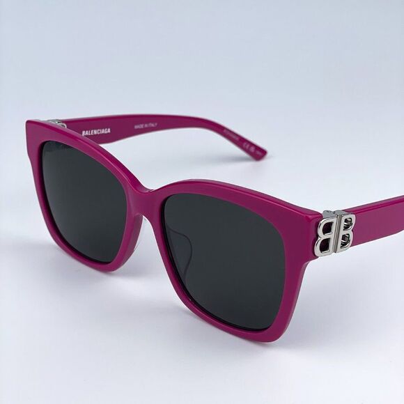 NEW Balenciaga BB0102SA 013 Fuchsia Pink Grey Square Women Sunglasses - Picture 8 of 11